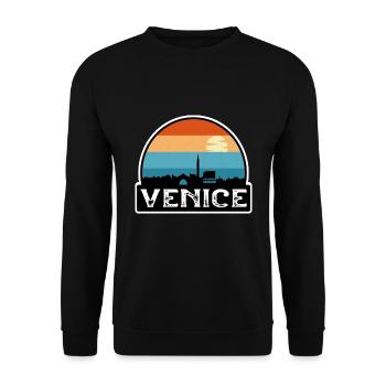 Venedig Italien Flagge Skyline Reisesouvenir - Unisex Pullover - Schwarz - Vorne - Alina (178cm) & Michal (187cm)