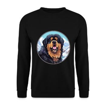 Tibetischer Mastiff Hunderasse Cartoon Kawaii Watercolo - Unisex Pullover - Schwarz - Vorne - Alina (178cm) & Michal (187cm)