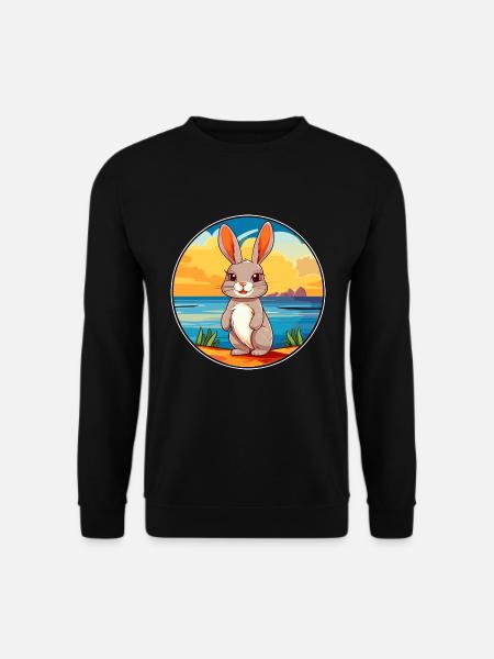 Hase Aquarell Cartoon Kawaii Clipart Tier - Unisex Pullover - Schwarz