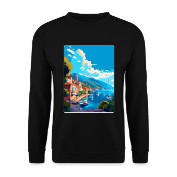 Samos Grèce Affiche de voyage vintage WPA Souvenir - Sweat-shirt Unisexe - noir - Devant - Alina (178cm) & Michal (187cm)