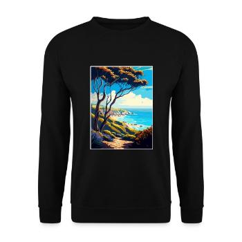 Carpinteria Bluffs Kalifornien Reiseposter - Unisex Pullover - Schwarz - Vorne - Alina (178cm) & Michal (187cm)