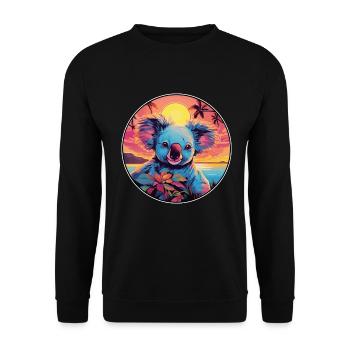 Koala Buntes Aquarell Cartoon Kawaii Tier - Unisex Pullover - Schwarz - Vorne - Alina (178cm) & Michal (187cm)