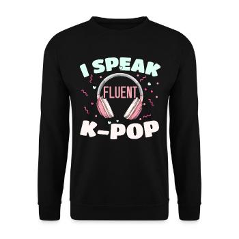 Ich spreche fließend K-Pop Koreanische Popmusik K- - Unisex Pullover - Schwarz - Vorne - Alina (178cm) & Michal (187cm)