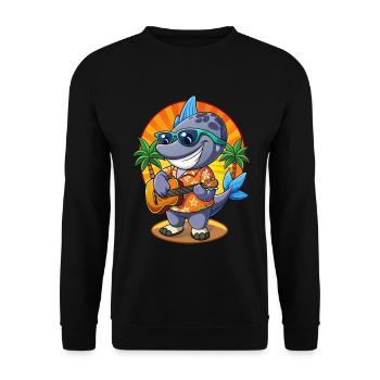 Lustige Robbe Cartoon Sommer Strand Sonnenbrille Gitarre - Unisex Pullover - Schwarz - Vorne - Alina (178cm) & Michal (187cm)