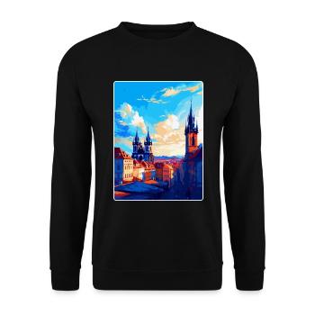 Prague Czech Republic Vintage Travel Poster WPA - Unisex Sweatshirt - black - Front - Alina (178cm) & Michal (187cm)