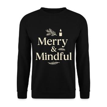 Achtsam und Fröhlich Weihnachten - Unisex Pullover - Schwarz - Vorne - Alina (178cm) & Michal (187cm)
