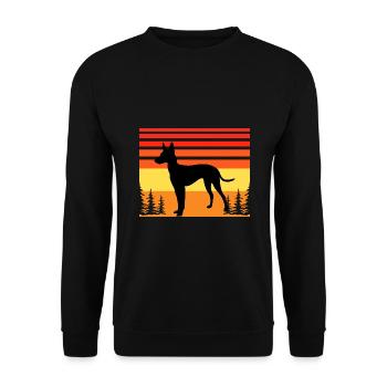Cirneco Dell Etna Hund Liebe Silhouette Retro Sonnenuntergang - Unisex Pullover - Schwarz - Vorne - Alina (178cm) & Michal (187cm)