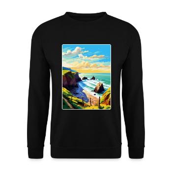 Hartland Quay Devon Vintage Travel Poster Souvenir - Unisex Sweatshirt - black - Front - Alina (178cm) & Michal (187cm)