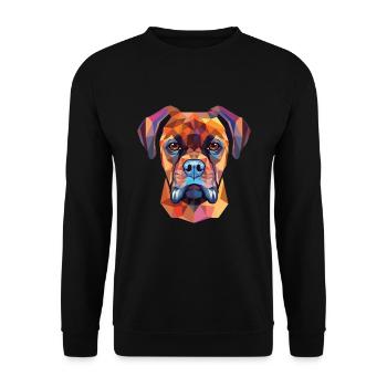 Deutsche Boxerhunderasse Aquarell Illustration - Unisex Pullover - Schwarz - Vorne - Alina (178cm) & Michal (187cm)