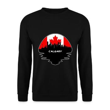 Calgary Kanada Flagge Skyline Silhouette Reisen - Unisex Pullover - Schwarz - Vorne - Alina (178cm) & Michal (187cm)