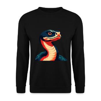 Anaconda Cartoon Character Colorful Pet Animal - Unisex Sweatshirt - black - Front - Alina (178cm) & Michal (187cm)