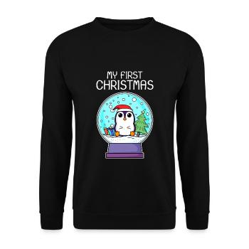 My first Christmas baby penguin Christmas - Unisex Sweatshirt - black - Front - Alina (178cm) & Michal (187cm)