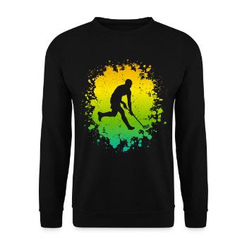 Unihockey Spieler Floorball Floorballspieler - Unisex Pullover - Schwarz - Vorne - Alina (178cm) & Michal (187cm)