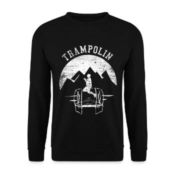 Elastischer Trampolinakrobat Salto - Unisex Pullover - Schwarz - Vorne - Alina (178cm) & Michal (187cm)