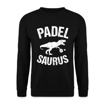 Padel Dinosaurier als Padelspieler Padeltennis - Unisex Pullover - Schwarz - Vorne - Alina (178cm) & Michal (187cm)