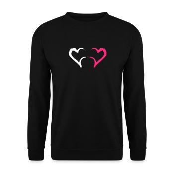 Herz in Rosa und Weiß - Unisex Pullover - Schwarz - Vorne - Alina (178cm) & Michal (187cm)