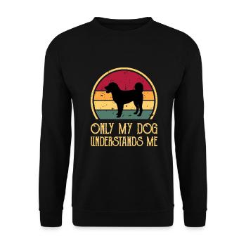 Appenzeller Sennenhund Hundesilhouette Retro Sonnenuntergang - Unisex Pullover - Schwarz - Vorne - Alina (178cm) & Michal (187cm)