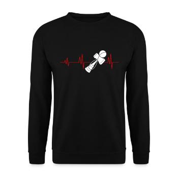 Kendama Herzschlag - Unisex Pullover - Schwarz - Vorne - Alina (178cm) & Michal (187cm)