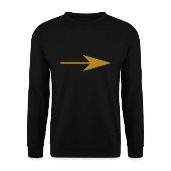 Pfeil nach rechts Gold - Unisex Pullover - Schwarz - Vorne - Alina (178cm) & Michal (187cm)