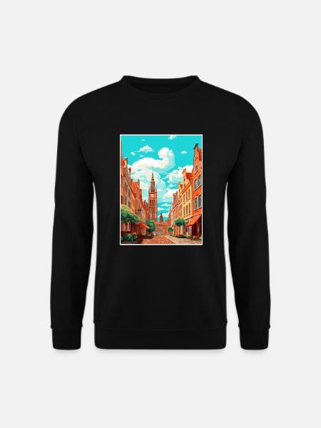 Danzig Polnische Ostseeküste Polen Reiseplakat - Unisex Pullover - Schwarz