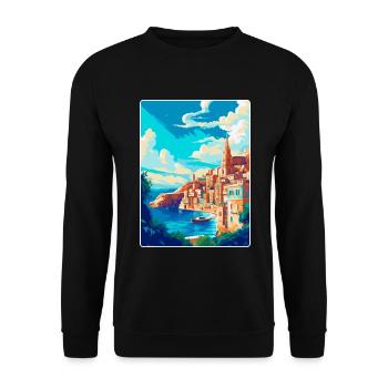 La Valette Malte Affiche de voyage vintage Souvenir WPA - Sweat-shirt Unisexe - noir - Devant - Alina (178cm) & Michal (187cm)