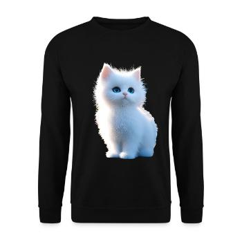 Angora Katze Weiße Angorakatze Süße Angora Katzen - Unisex Pullover - Schwarz - Vorne - Alina (178cm) & Michal (187cm)