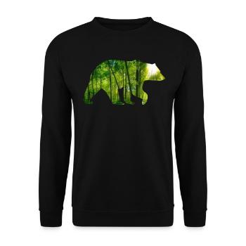 Brummiger Waldbär Wanderfreund - Unisex Pullover - Schwarz - Vorne - Alina (178cm) & Michal (187cm)