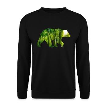 Brummiger Waldbär Wanderfreund - Unisex Pullover - Schwarz - Vorne - Alina (178cm) & Michal (187cm)
