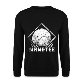 Gemächliche Seekuh Seegrasbucht - Unisex Pullover - Schwarz - Vorne - Alina (178cm) & Michal (187cm)