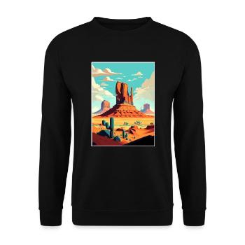 Monument Valley Arizona Wüste Reiseposter - Unisex Pullover - Schwarz - Vorne - Alina (178cm) & Michal (187cm)
