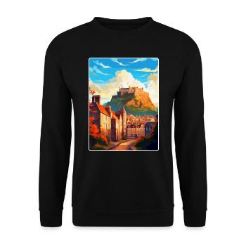 Edinburgh Schottland Großbritannien Reiseposter Souvenir WPA - Unisex Pullover - Schwarz - Vorne - Alina (178cm) & Michal (187cm)