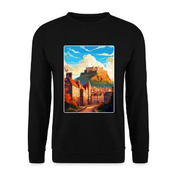 Edinburgh Schottland Großbritannien Reiseposter Souvenir WPA - Unisex Pullover - Schwarz - Vorne - Alina (178cm) & Michal (187cm)