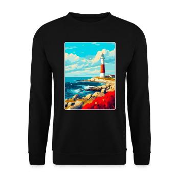 Portland Bill England Uk Reiseplakat Souvenir - Unisex Pullover - Schwarz - Vorne - Alina (178cm) & Michal (187cm)