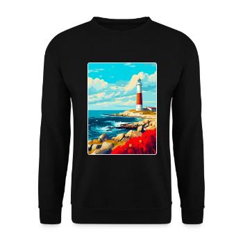 Portland Bill England Uk Reiseplakat Souvenir - Unisex Pullover - Schwarz - Vorne - Alina (178cm) & Michal (187cm)