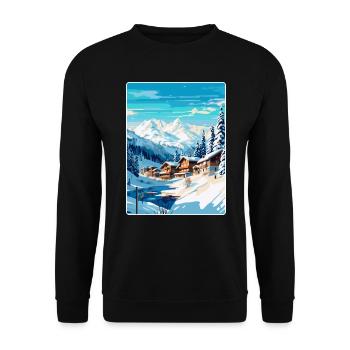 Courchevel Frankreich Vintage Reiseplakat Souvenir - Unisex Pullover - Schwarz - Vorne - Alina (178cm) & Michal (187cm)