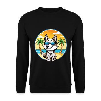 Westsibirische Laika-Hunderasse Cartoon-Sonnenbrille - Unisex Pullover - Schwarz - Vorne - Alina (178cm) & Michal (187cm)