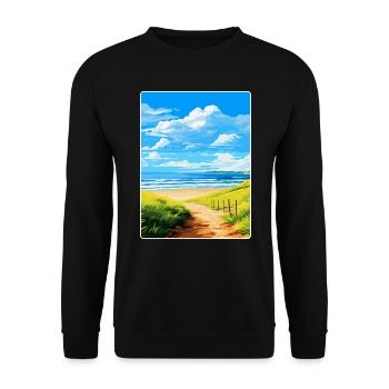 Northumberland Vintage Reiseposter Souvenir WPA - Unisex Pullover - Schwarz - Vorne - Alina (178cm) & Michal (187cm)