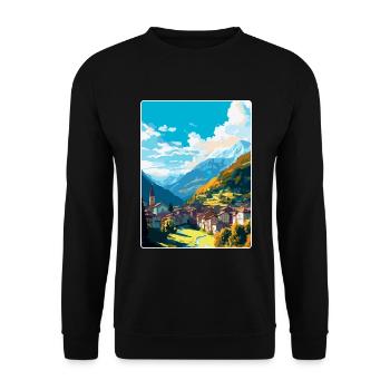 Sion Switzerland Vintage Travel Poster Souvenir - Unisex Sweatshirt - black - Front - Alina (178cm) & Michal (187cm)