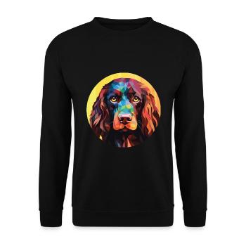 Boykin Spaniel Hunderasse Aquarell Illustration - Unisex Pullover - Schwarz - Vorne - Alina (178cm) & Michal (187cm)