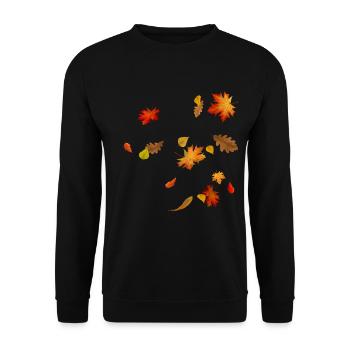Herbstblätter - Bunte Ahorn- und Eichenblätter - Unisex Pullover - Schwarz - Vorne - Alina (178cm) & Michal (187cm)