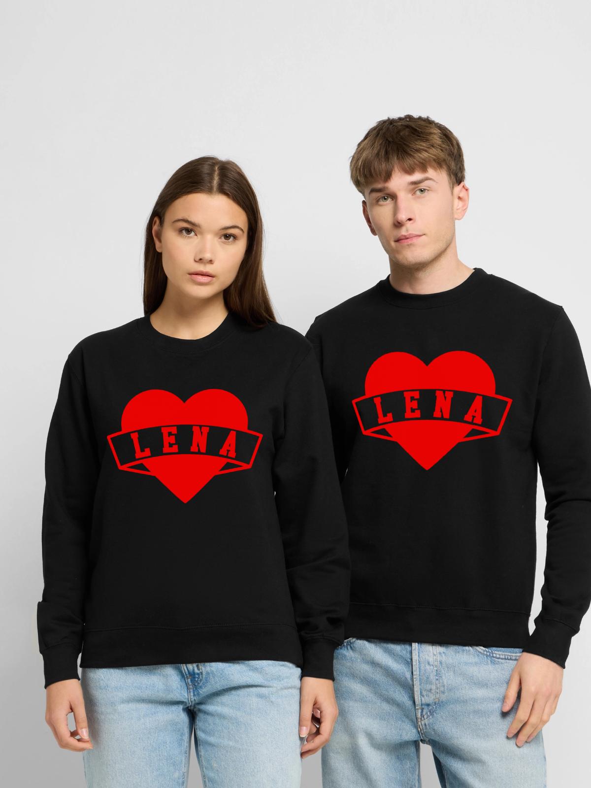 Lena Herzen - Unisex Pullover - Schwarz - Vorne - Alina (178cm) & Michal (187cm)