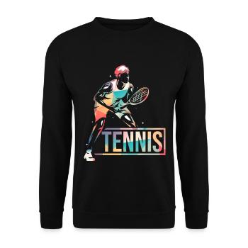 Flinker Tennisspieler Rasentennis - Unisex Pullover - Schwarz - Vorne - Alina (178cm) & Michal (187cm)