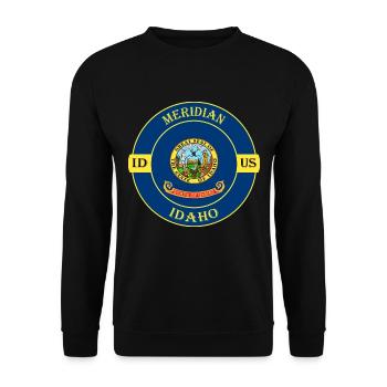 Meridian Idaho Flagge USA Reise Souvenir Abzeichen - Unisex Pullover - Schwarz - Vorne - Alina (178cm) & Michal (187cm)