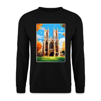 Westminster Abbey London England Großbritannien Reiseplakat - Unisex Pullover - Schwarz - Vorne - Alina (178cm) & Michal (187cm)