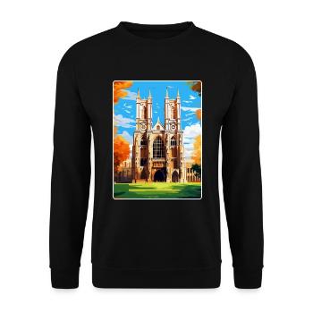 Westminster Abbey London England Großbritannien Reiseplakat - Unisex Pullover - Schwarz - Vorne - Alina (178cm) & Michal (187cm)