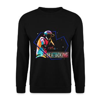 Kraftvoller Beatbox Mundpercussion - Unisex Pullover - Schwarz - Vorne - Alina (178cm) & Michal (187cm)