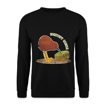 Neugieriger Kiwi Neuseelandtour - Unisex Pullover - Schwarz - Vorne - Alina (178cm) & Michal (187cm)