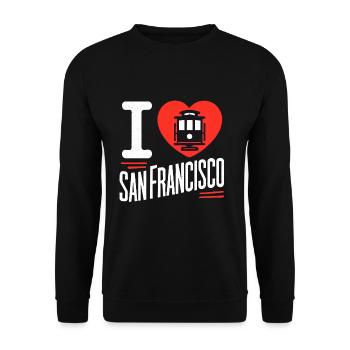Ich Liebe San Francisco, Die Goldene Stadt - Unisex Pullover - Schwarz - Vorne - Alina (178cm) & Michal (187cm)