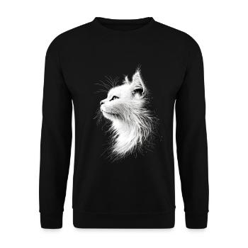 Angora Katze Weiße Angorakatze Süße Angora Katzen - Unisex Pullover - Schwarz - Vorne - Alina (178cm) & Michal (187cm)