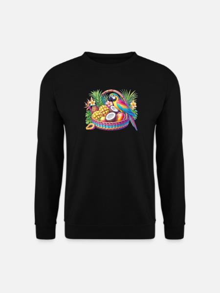 Obstkorb mit Papagei - Unisex Pullover - Schwarz